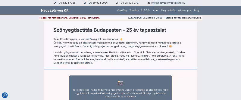 Nagyszőnyeg Kft modern webdesign